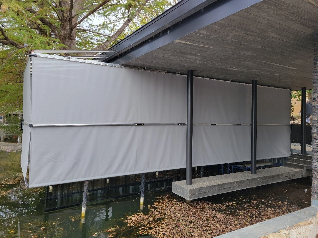 Approved ATX Lakescapes photograph of dock and boathouse work (F06).