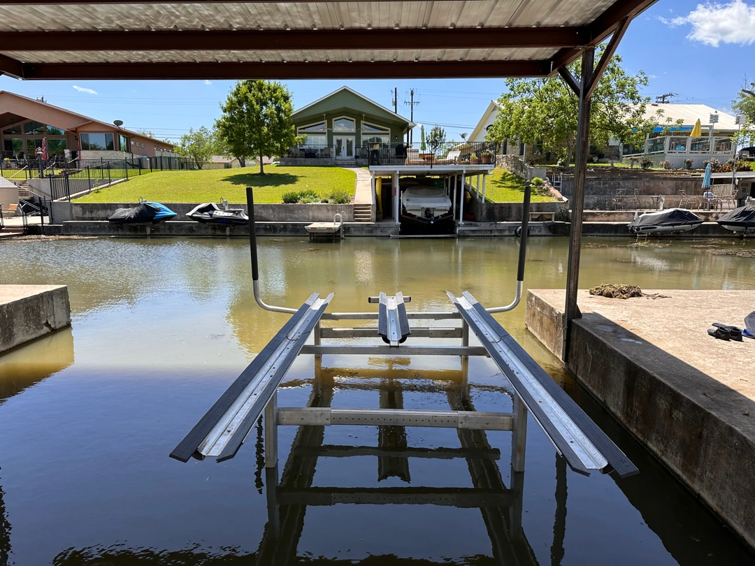 Approved ATX Lakescapes photograph of boat lift work (F18).