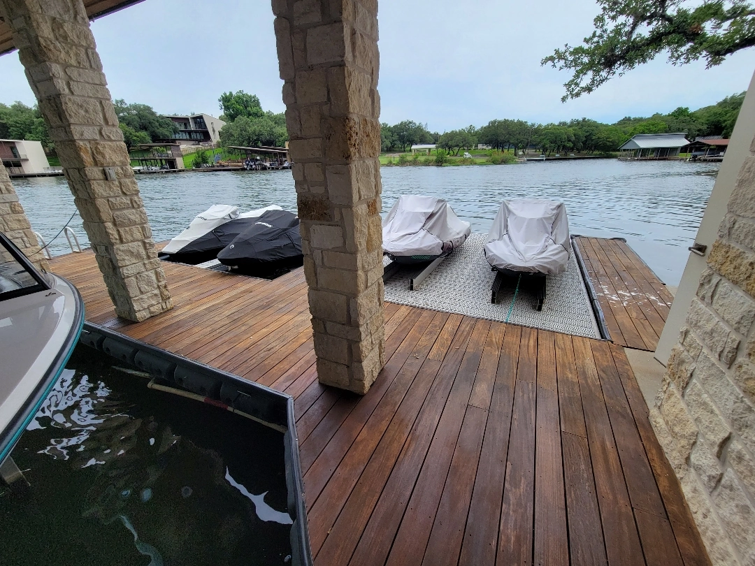 Approved ATX Lakescapes photograph of dock construction and decking work (F26).