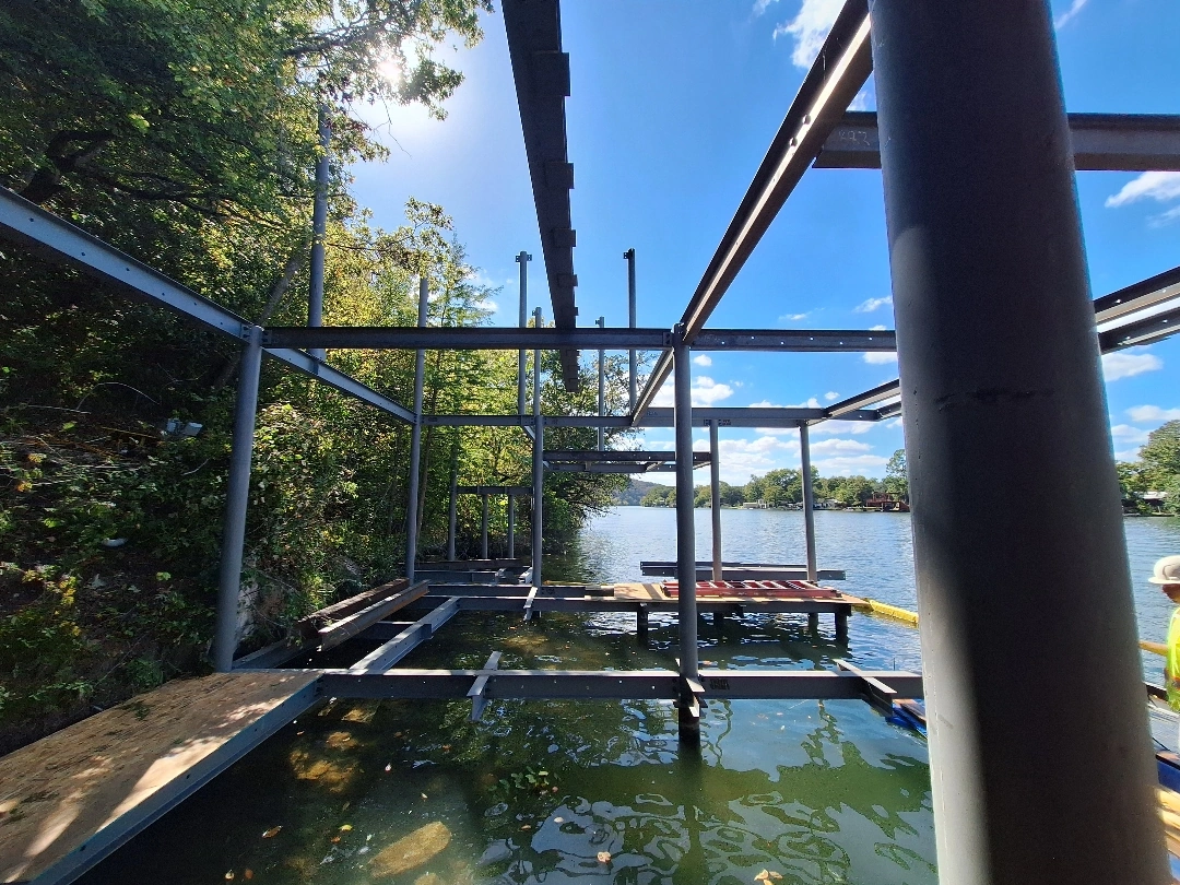 Approved ATX Lakescapes photograph of dock construction and decking work (F37).