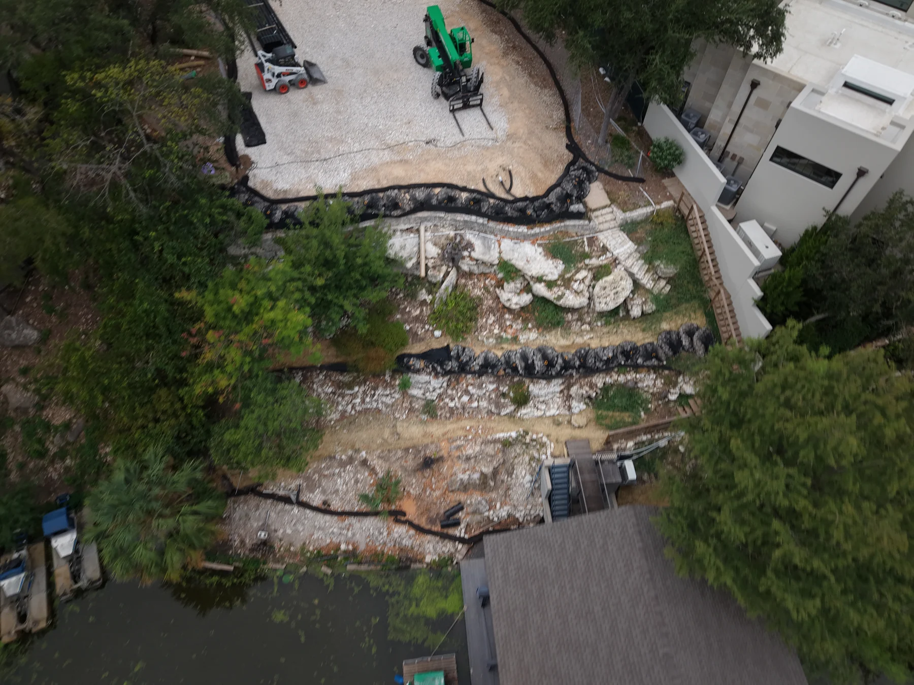 Shoreline work area viewed from a drone.